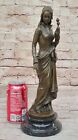 Art Nouveau Flower  Lady Standing Large Bronze Maiden Beautiful Collectible