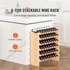 48 Bottle Stackable Modular Wine Rack Bamboo Wood Display Shelf 6-tier