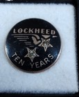 Vtg Original Lockheed Martin Ten Years Service Lapel Pin 10k Gold Diamonds W box