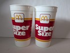 Vtg 1987 Plastic Mcdonald s   un-used    super Size  Plastic Drink Cup Scarce X2