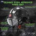 Carbon Fiber Pattern Hard Hat With Visor Ansi Z89 1 Vented Safety Helmet Osha
