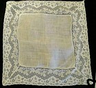 Vtg stunning 2 5 wide Lace Wedding Hanky white  Linen appears Unused ex Cond