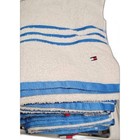 Tommy Hilfiger Modern American Teal Stripes 30  X 54  Cotton Bath Towel Preowned