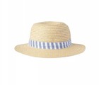 Nwt Gymboree Straw Hat With Bow Blue And White Girls 0-6 6-12 