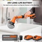 2 Battery Electric Scrubber  1000rpm Cordless Cleaning Brush Waterproof Yellow