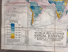 Large Vintage  World Rainfall Folding Wall Map