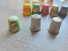  Lot 20 Vintage Porcelain  Wood  Metal  Glass  Silver Thimbles   Collectible