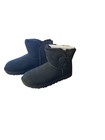 Ugg Black Bailey Button Mini Ii Suede  Sheepskin Boots  Women Us 7  Eur 38  nib