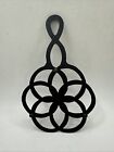 Cast Iron Vtg Floral Design Footed Trivet Farmhouse Rustic Decor