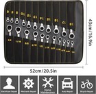 Ratcheting Combination Wrench Set Sae Metric 22pc 72t Long Open End Tool Pouch
