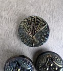 Antique Victorian Black Glass Buttons Lot Of 13 Luster Carnival Glass Multicolor