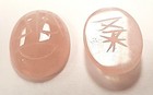 1 Vintage Japanese Genuine Rose Quartz Gemstone 25x18mm  Oval Scarab N132