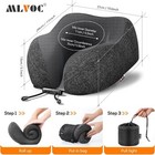 Nwt   100  Memory Foam Travel Pillow Eye Mask Earplugs   Airplane Travel Bag