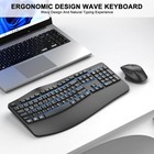 Wireless Keyboard And Mouse Combo  2 4g Full Size Wave Keys Ergonomic Keyboard