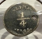 1845 1 4 Real Peru Lima Silver Coin Llama - Holed