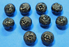 Lot Set 10 Antique Victorian Diminutive 5 16  Glass Buttons W 4 Way Brass Shank