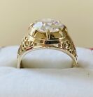 Gorgeous Custom Made 14 Kt Gold Antique Style Ring With 5 Ct Old Cut Size 10 