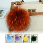 Large Real Natural  Fur Ball Pompom Keychain Keyring Pom Pom Pendant 15cm