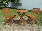 3pcs Foldable Acacia Wood Bistro Bistro Table   Chair Set Wooden Patio Furniture