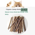 10 Pcs Catnip Sticks Organic Cat Chew Toys Natural Plant Matatabi Wood Color
