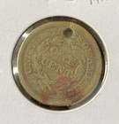 1850 Braided Hair Large Cent Penny 1c Holed Stamped  l w  Tuttle  Free Shipping