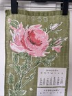 Vintage Vera Neumann 1969 Linen Calendar Towel  Pink Rose   9 X 30