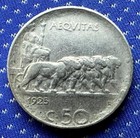 1925 Italy 50 Centesimi R Mint Km 61 2   Reeded Edge        mx100