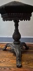Antique 1880s Cast Iron Piano organ Stool Needlepoint Floral Top-victorian 