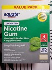 Equate - Uncoated Nicotine Gum - 4 Mg - Mint Flavor - 170 Pieces - Sugar Free 