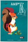 Qantas America Squirrel Golden Gate Travel Poster 1960 Reproduction Wall Art