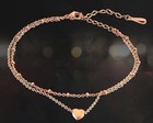 Heart Anklet Bracelet Double Layered Chain Gold Plated Foot Jewelry Girls Ladies