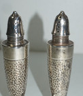 Vtg Weighted Sterling Silver Salt   Pepper Shakers Hammered 68 Grams