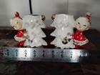 2 Vintage Ucagco Christmas Planter Vase With Elf Pixie Cross Tree Japan Ceramics