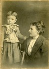 1900s Antique B w Cabinet Photo Mother And Baby Long Dress 