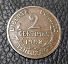 1908 France 2 Centimes Coin