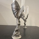 Dragon Pewter Fantasy Goblet And Candle Holder Set