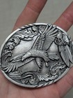Vintage 1990s Belt Buckle Eagle Native American Indian Southwestern Pewter Usa
