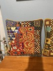 Pair Of Ehrman Tapestry Needlepoint Pillows Klimt Coral   Gustav Klimt
