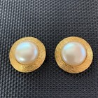Gold Tone Large Faux White Pearl Shoe Clips Vintage Bridal Shoes Mcm