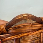 Large Oval Woven Willow Wicker Basket With Wood Handles Brown Rustic Farmhouse
