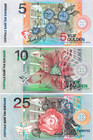 Suriname  set 2  5-10-25 Gulden  2000   Uncirculated 3 Note Set