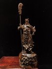 Chinese Antique Vintage Wood Carved Boxwood Guan Yu Figure Statue Sculpture Art