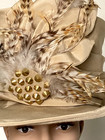Suzanne Couture Millinery Hat     Sculptural Beige With Feather Detail