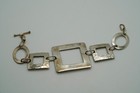 Vintage Sterling Silver Hammered Square Chain Bracelet 6 5  Jb43