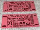 Lawrence Of Arabia 2 Unused 1963 Original Crest Theater Tickets Peter O tool Usa