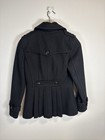 Women s Black Wool Blend Double Breasted Peacoat Jacket