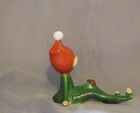 Vintage Ceramic Pixie Elf Figurine 1960   s Hand Painted W  Vintage Red  green
