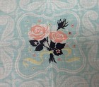 Vintage Tammis Keefe Linen Pink Roses Design Handkerchief