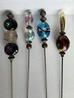 Set Of 12 Vintage  Art Glass Long Hat Pins