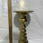 Vintage Large Brass Pillar Candle Holder Altar Stand Ornate Wide Drip Tray 15   